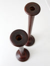 mid century wooden candle holders