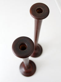 mid century wooden candle holders