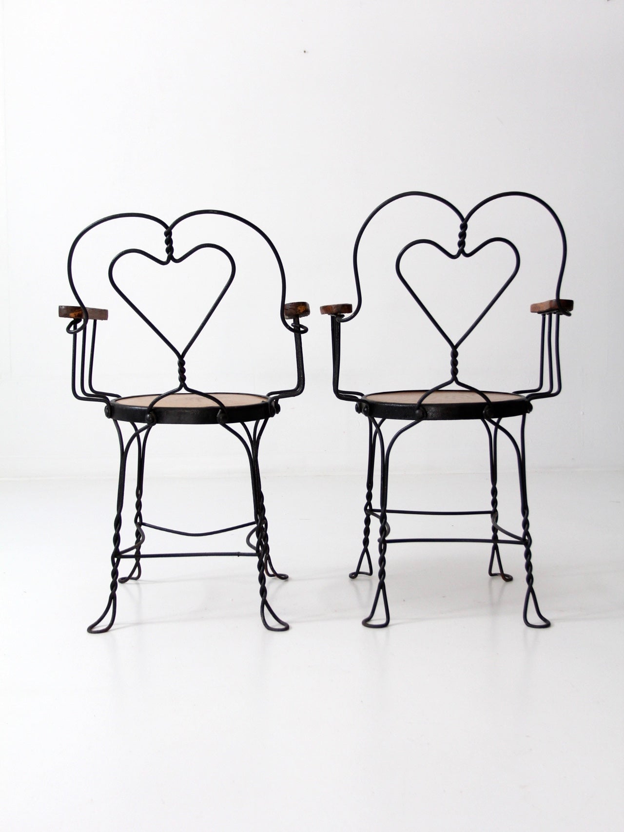 vintage heart back cafe chairs