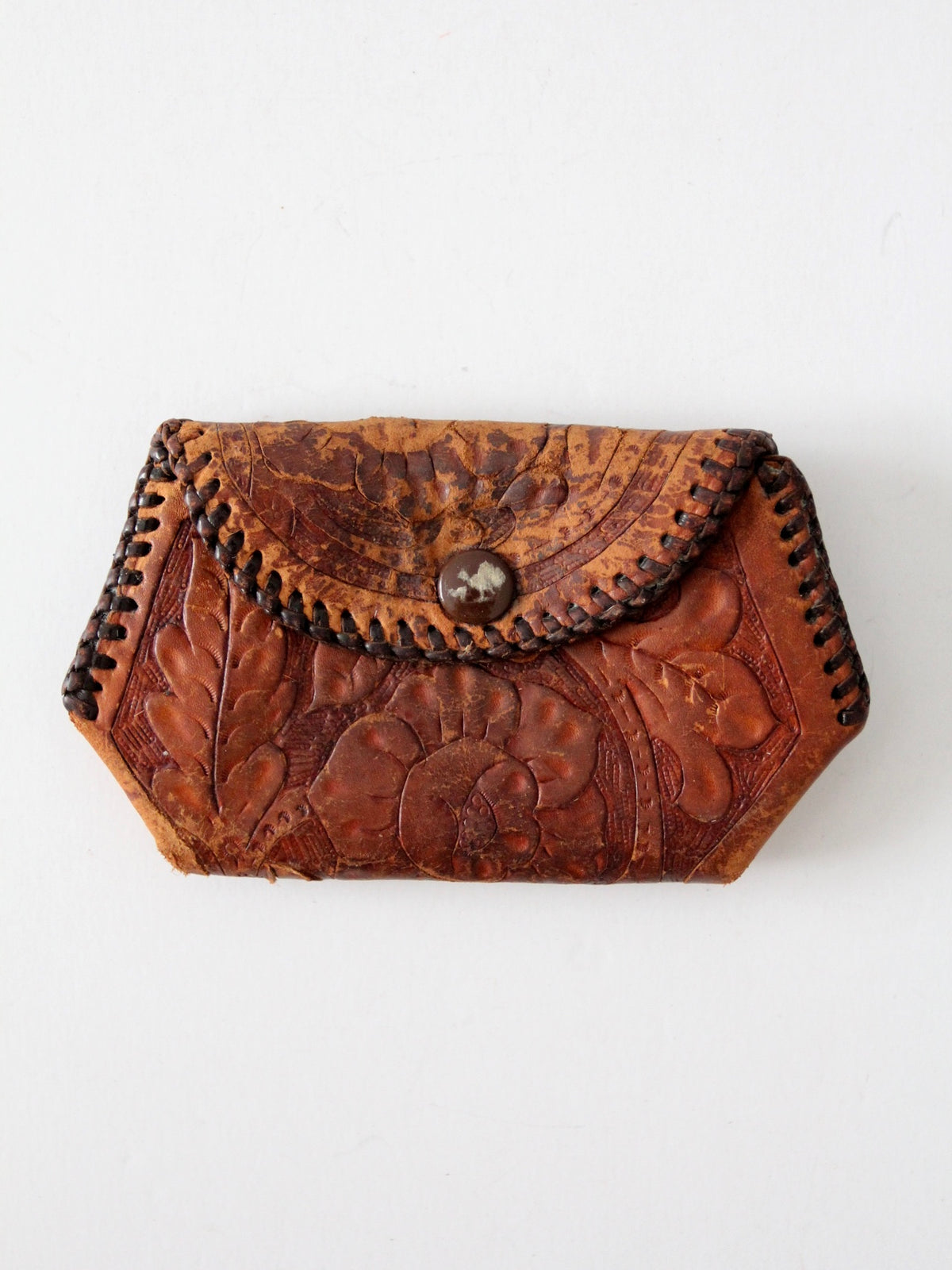 vintage tooled leather coin purse