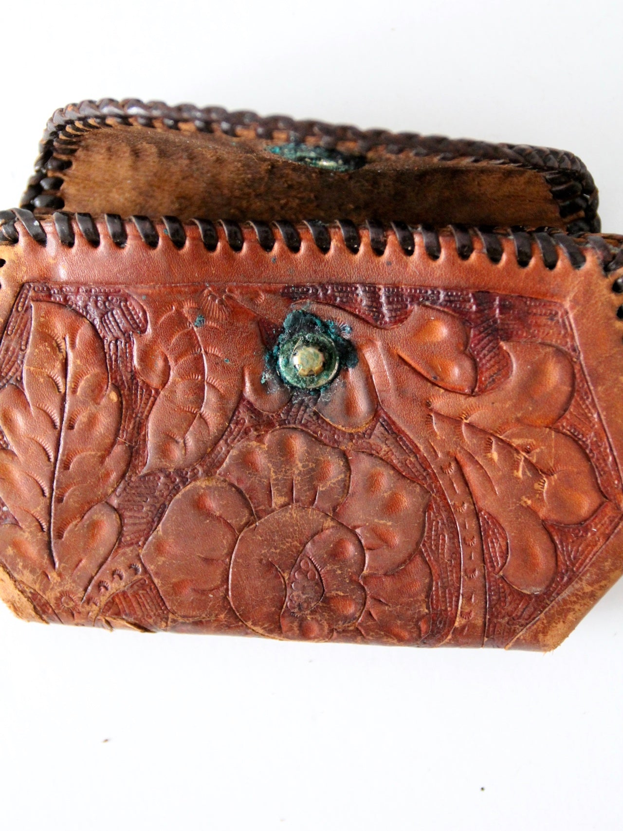 Mens Coin Purse - Leather - Snap Closure - Brown