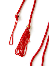 vintage red glass beaded strand necklace