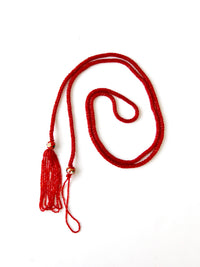 vintage red glass beaded strand necklace