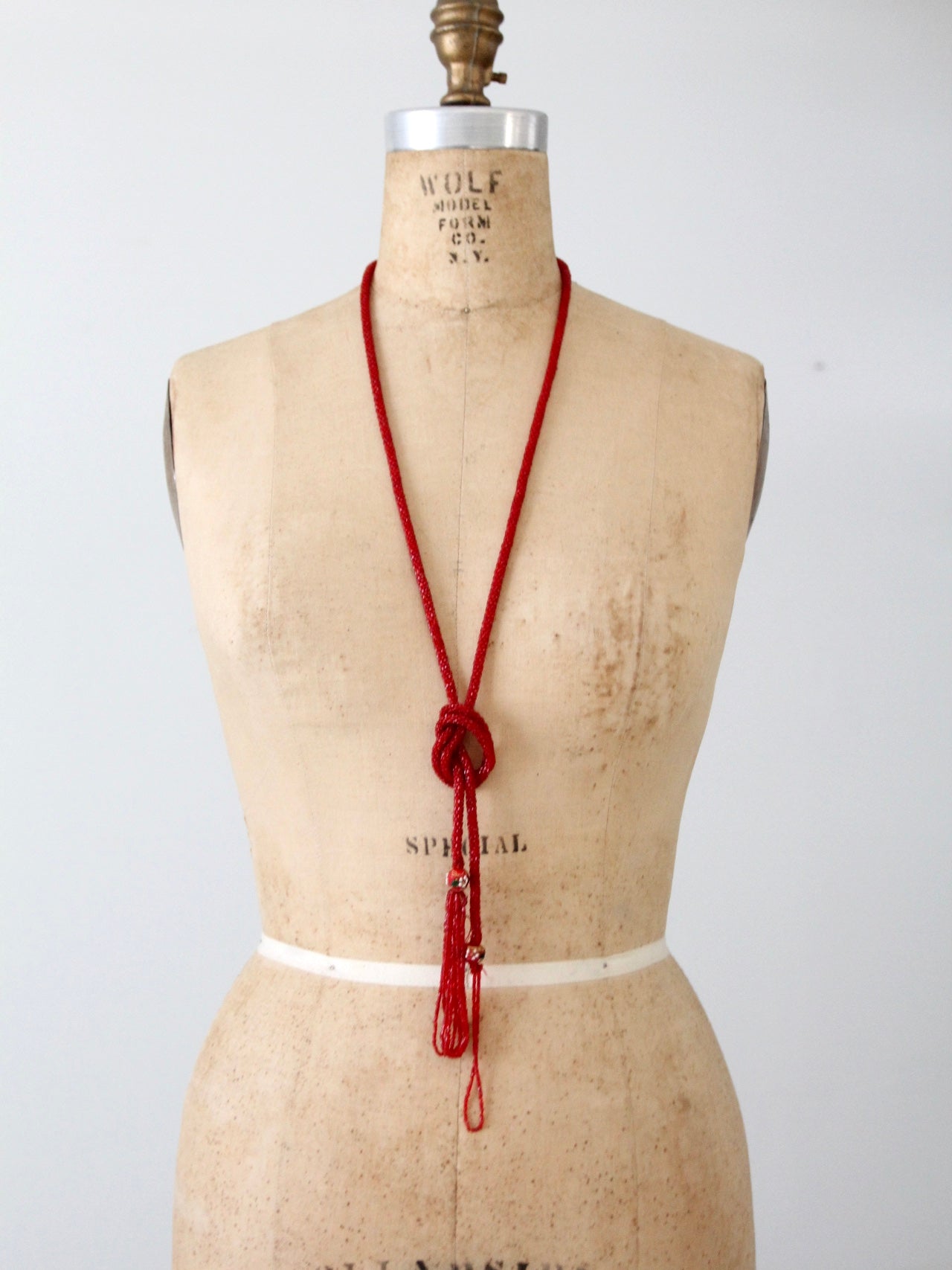 vintage red glass beaded strand necklace