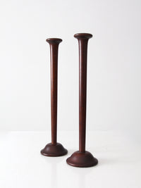 mid century wood candlesticks