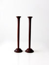 mid century wooden candle holders