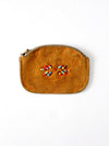 vintage suede coin purse with beads