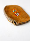 vintage beaded suede coin purse