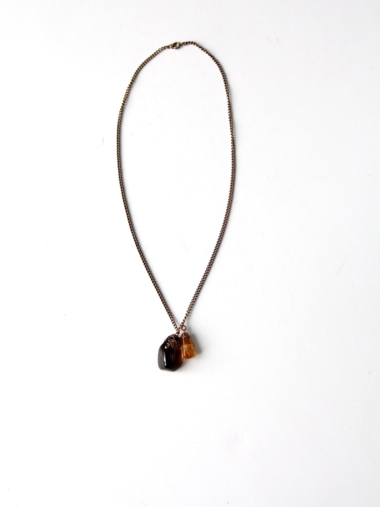 vintage polished stone pendant necklace