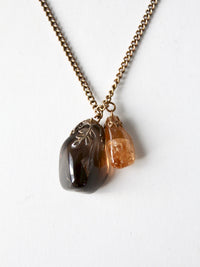 vintage polished stone charm necklace
