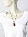 vintage polished stone charm necklace
