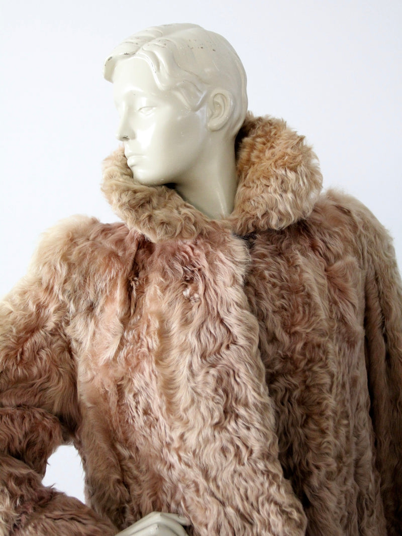 Vintage curly 2025 lamb coat