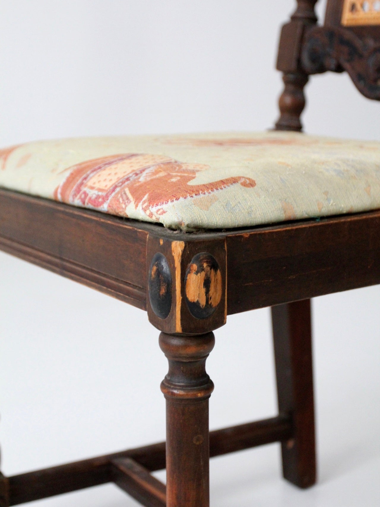 antique carved turned wood chair