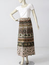vintage 70s block print wrap skirt