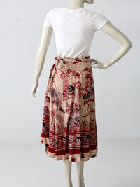 vintage bird print hippie wrap skirt