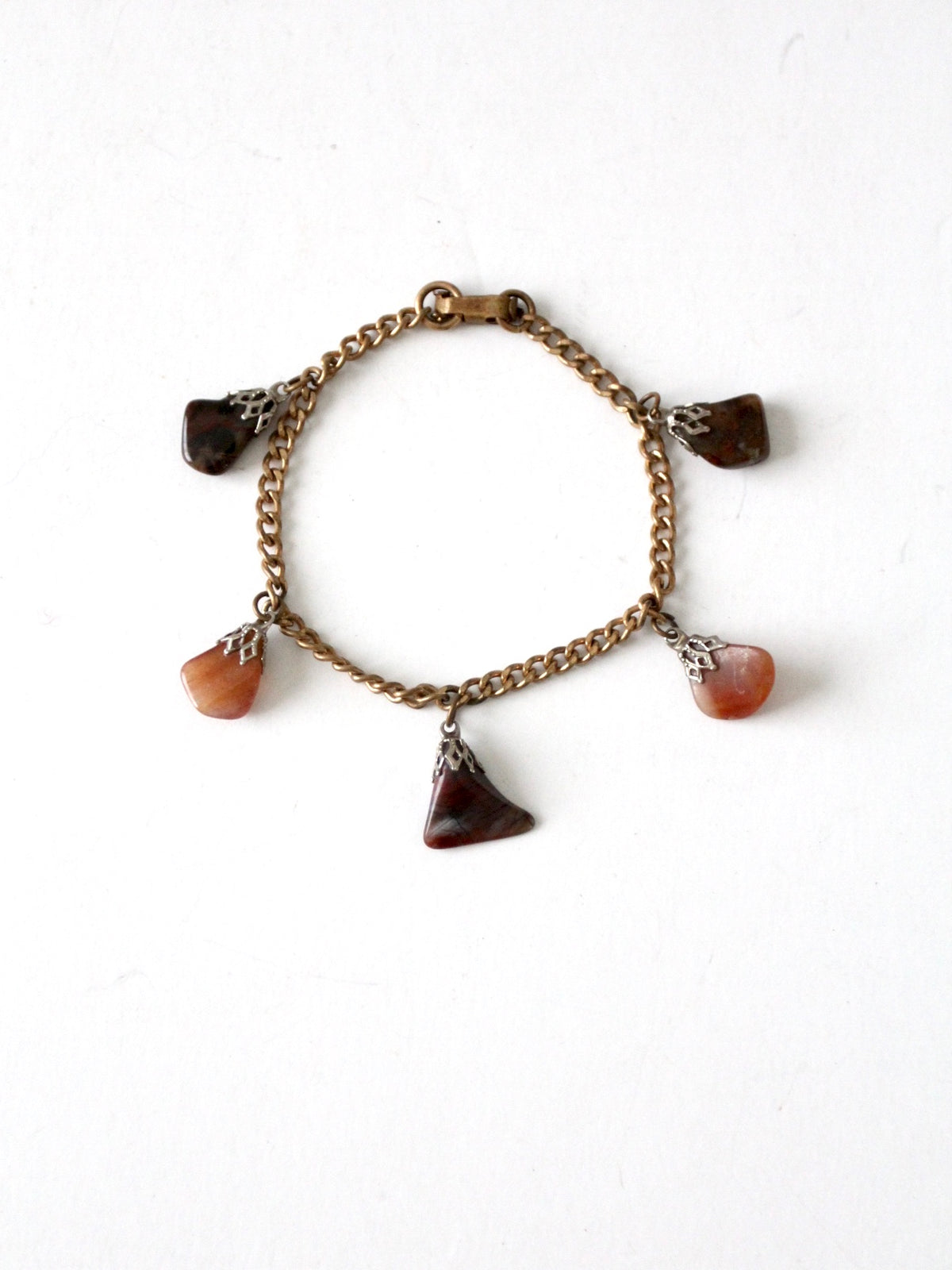 vintage polished stone charm bracelet