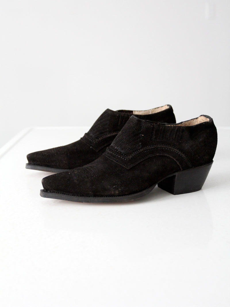 vintage black suede western booties