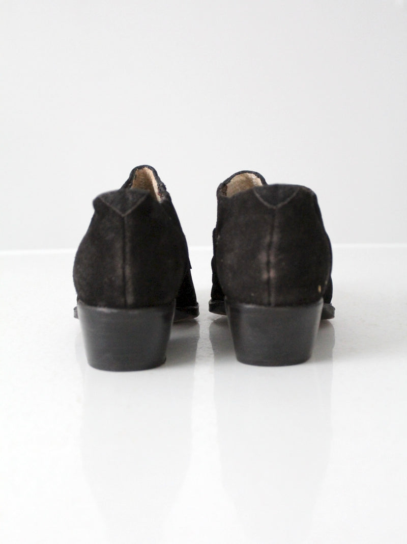 vintage black suede ankle boots