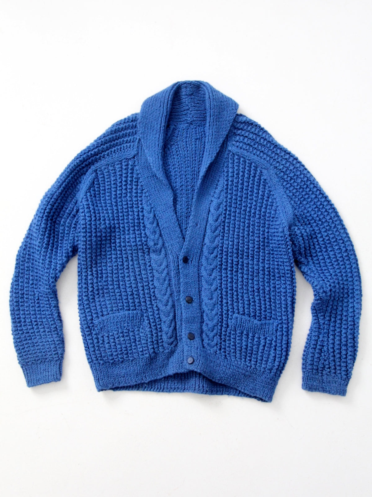 vintage hand-knit shawl collar sweater