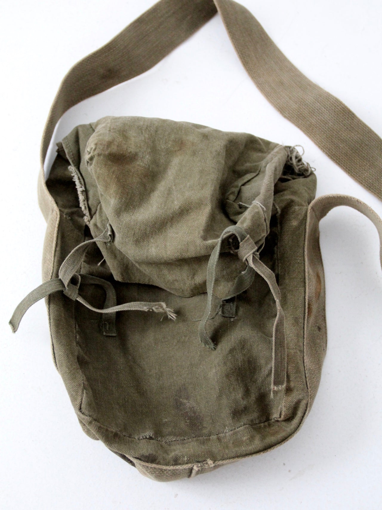 vintage tie closure army bag