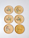 vintage Chinese bamboo plate set of 6