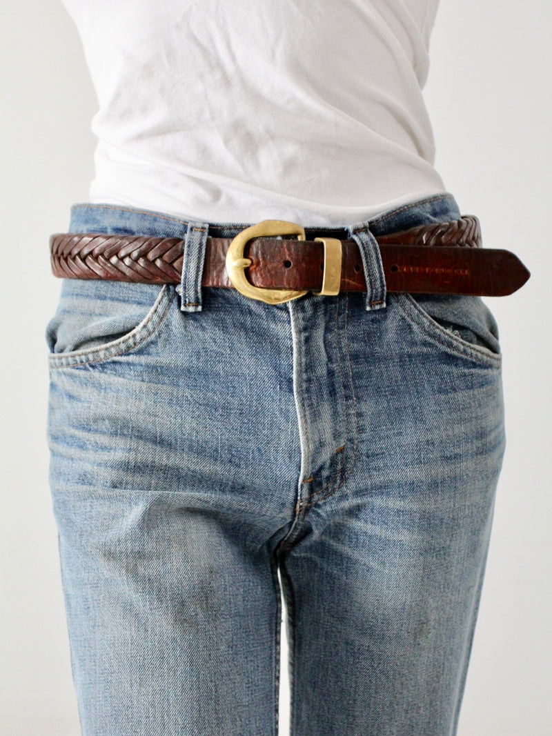 vintage 70s braided leather belt