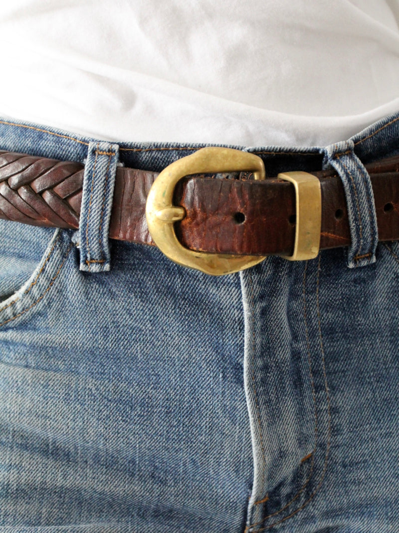 vintage 70s braided leather belt