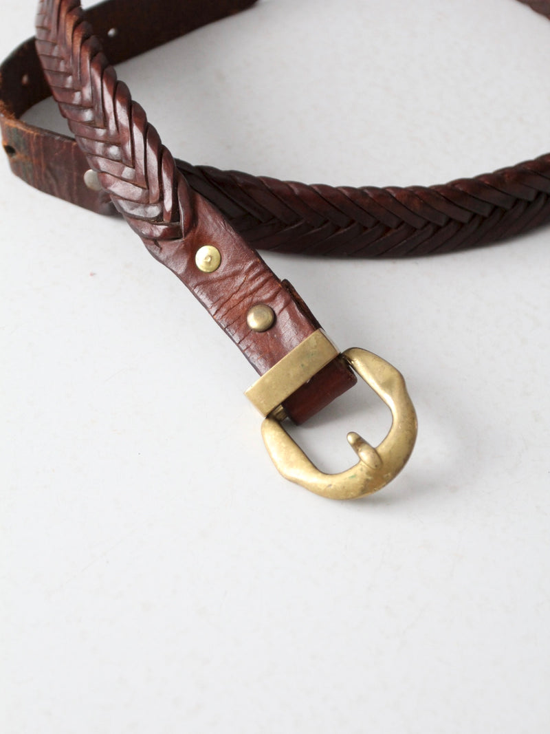 vintage 70s braided leather belt