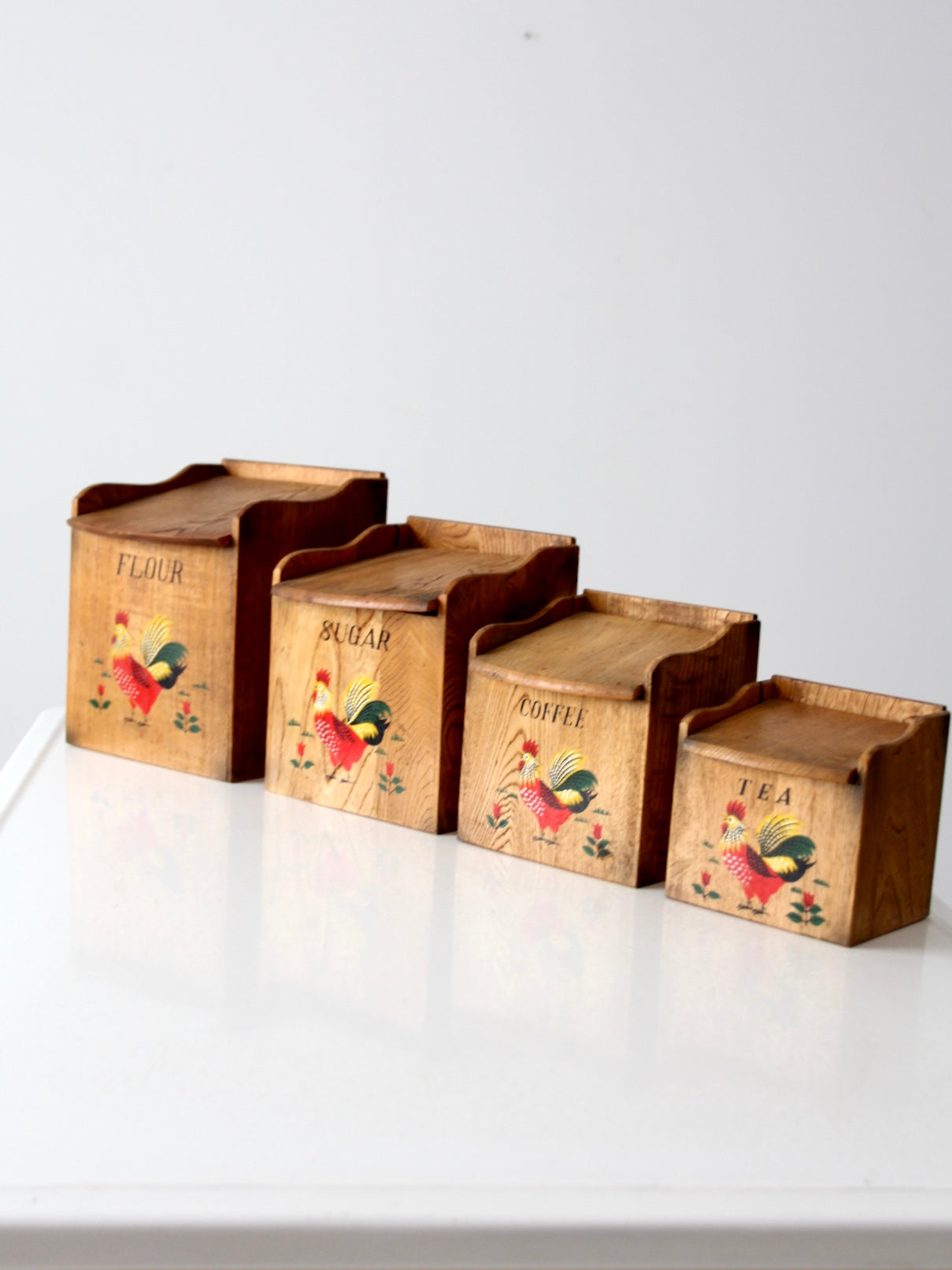 mid-century rooster kitchen canisters set