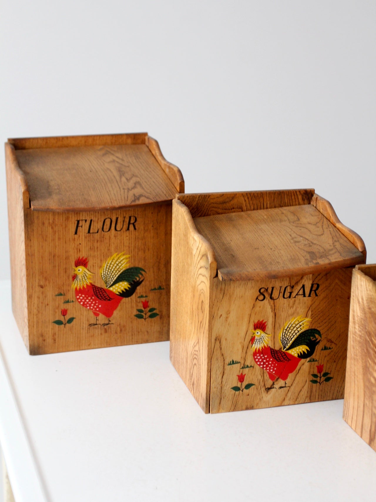 mid-century rooster kitchen canisters set