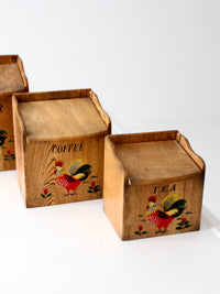 mid-century rooster kitchen canisters set