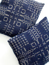 antique blue and white coverlet pillows