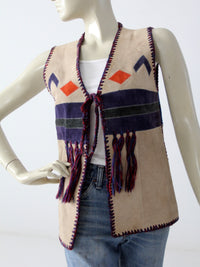 vintage 70s suede and knit hippie vest