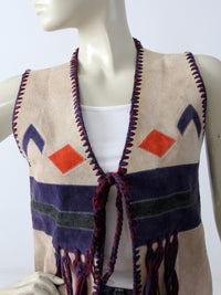 vintage 70s suede and knit hippie vest