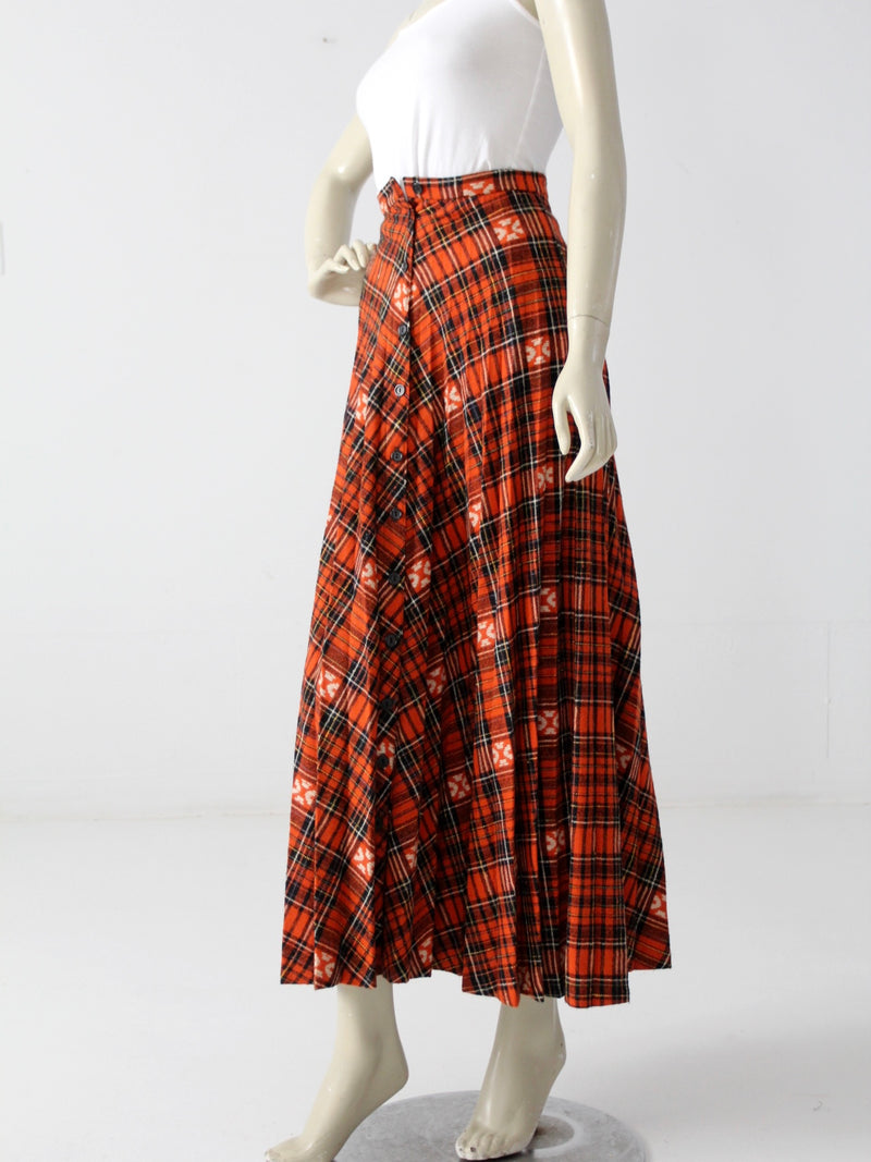 vintage 70s plaid maxi skirt