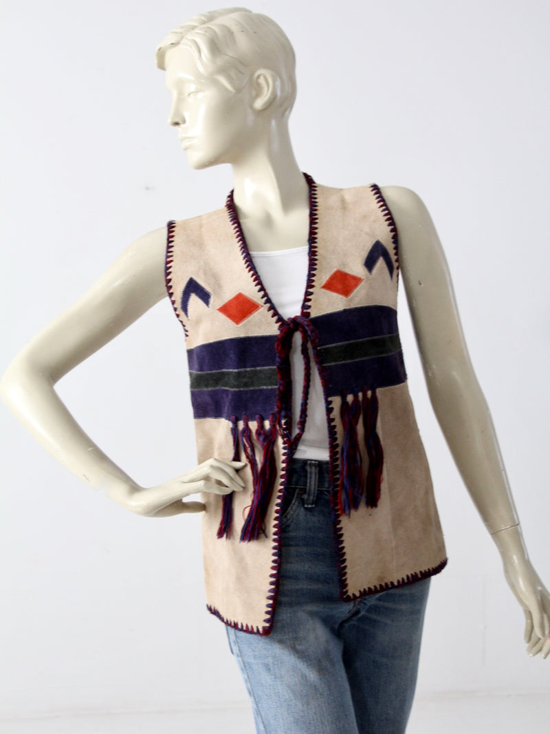 vintage 70s suede and knit hippie vest