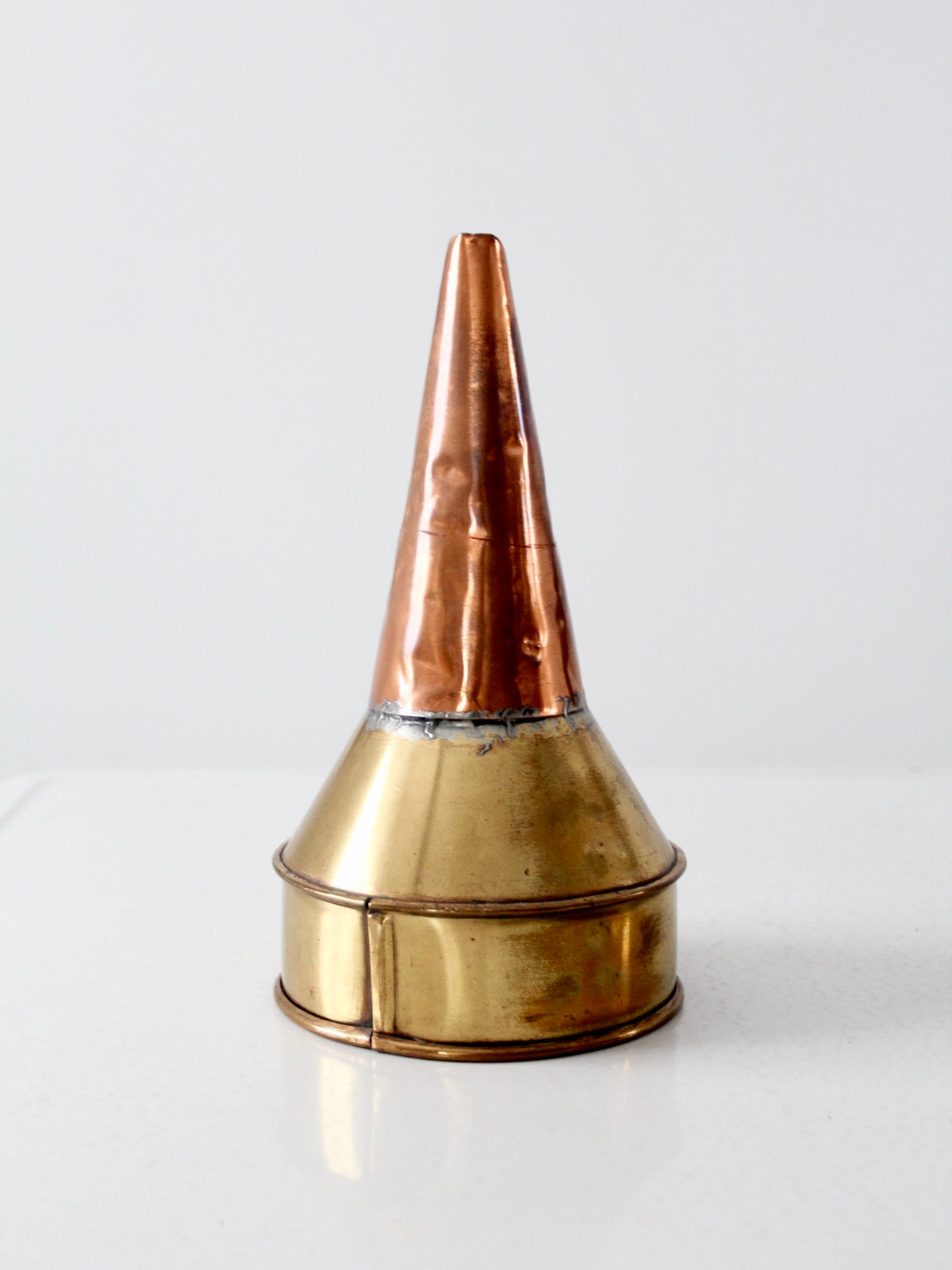 antique copper and brass funnel