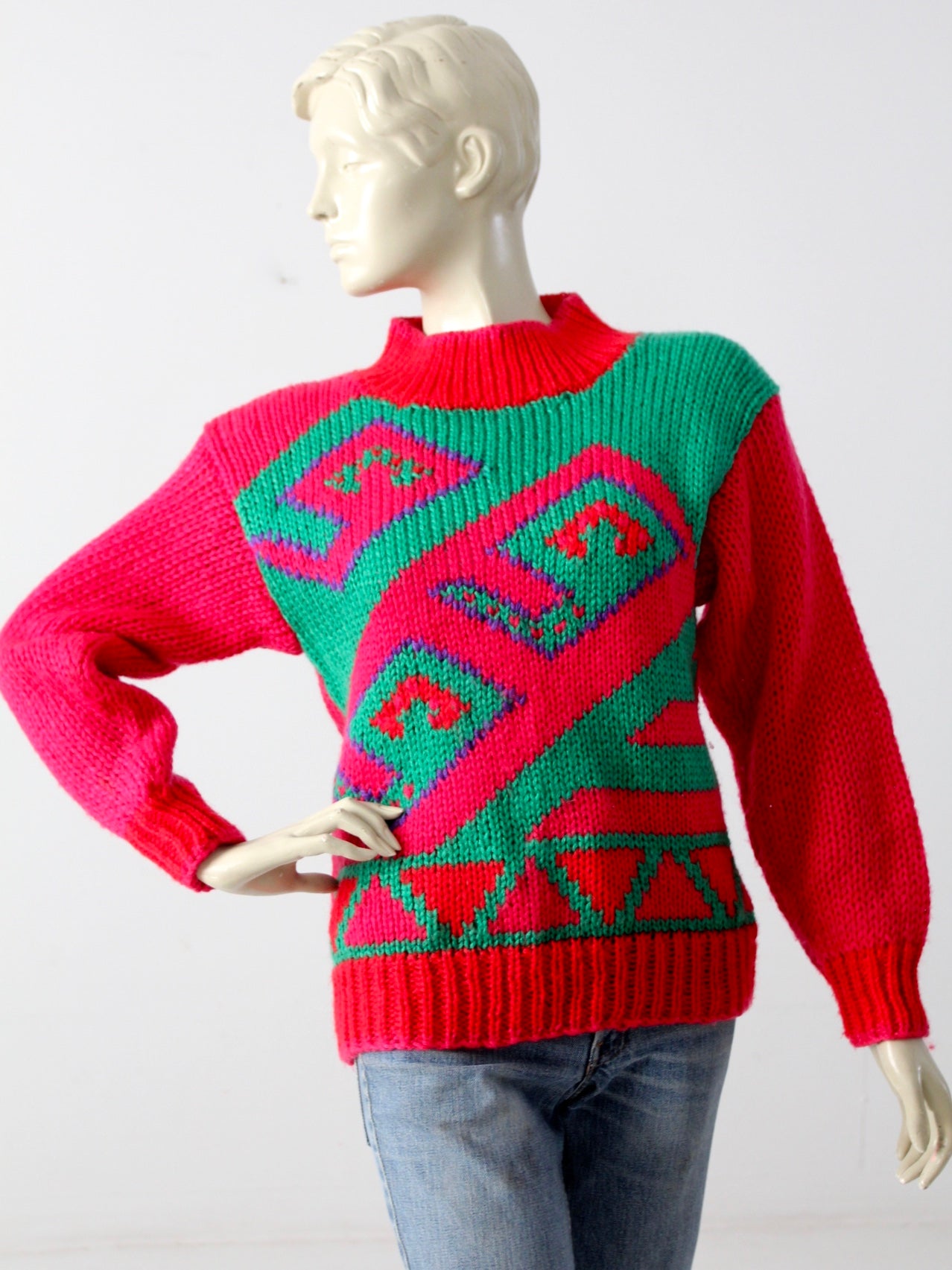 vintage 80s geometric sweater 86 Vintage