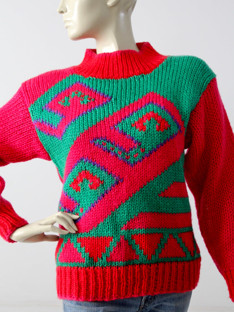 vintage 80s geometric sweater
