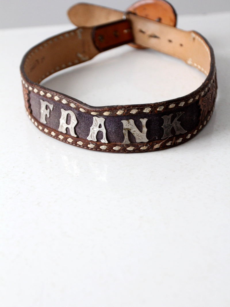 vintage Circle Y tooled leather name belt