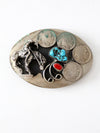 vintage turquoise and indian head coin buckle