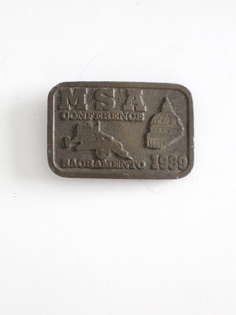 vintage 1989 MSA Conference brass buckle