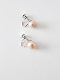 vintage pink faux pearl earrings made in Japan