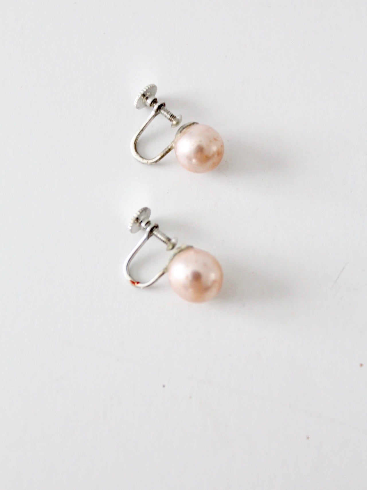 vintage pink faux pearl earrings made in Japan