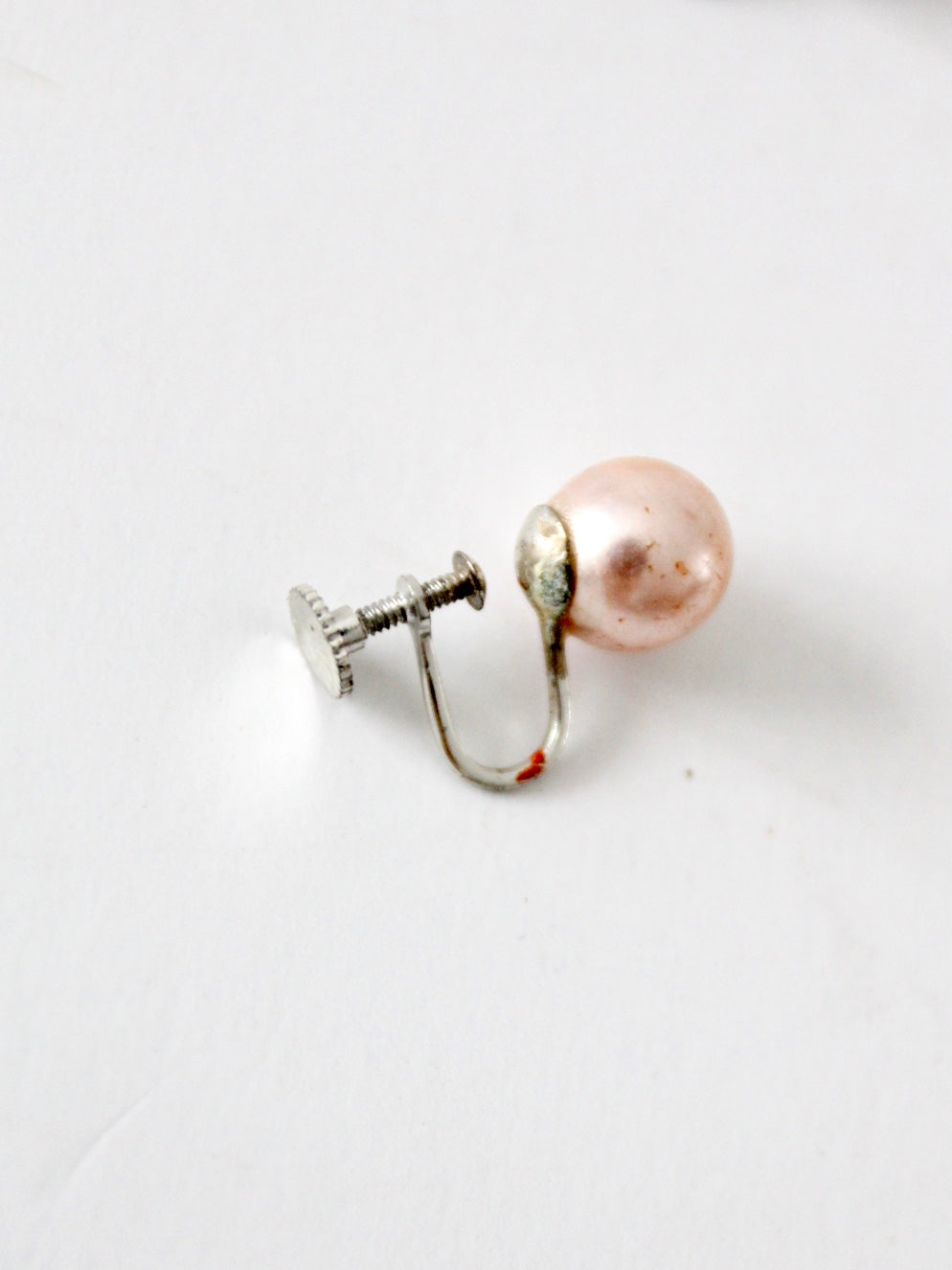 vintage faux pink pearl earrings