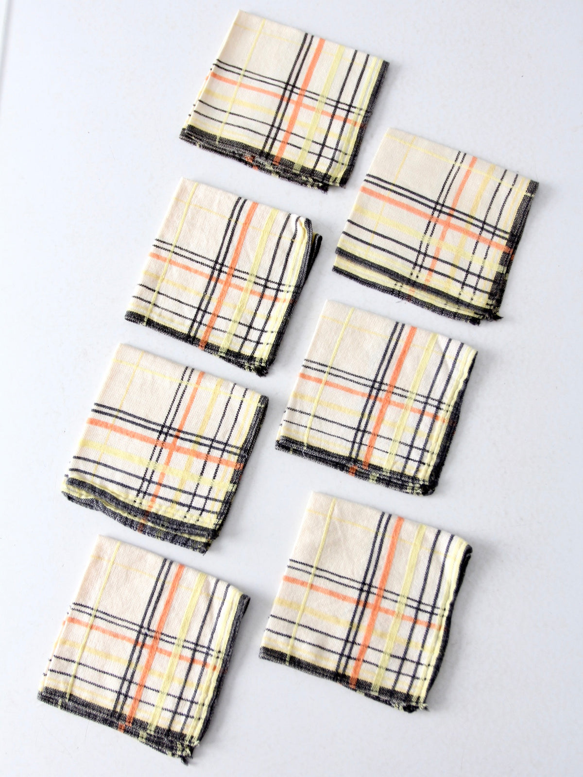 vintage plaid lunch napkins set