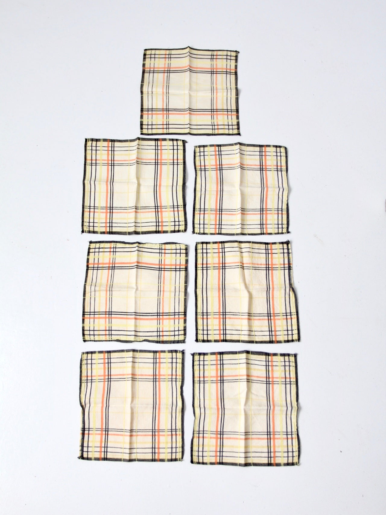 vintage plaid luncheon napkins - set of 7