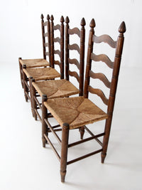 antique colonial style ladder back chairs with rush seat