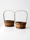 vintage bamboo handle baskets, set of 2