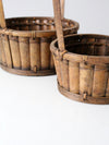 vintage bamboo handle baskets, set of 2